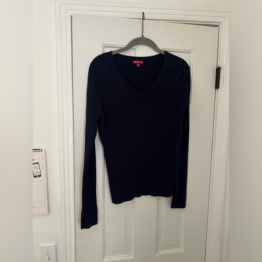 Merona M sweater. Navy blue, knit material.